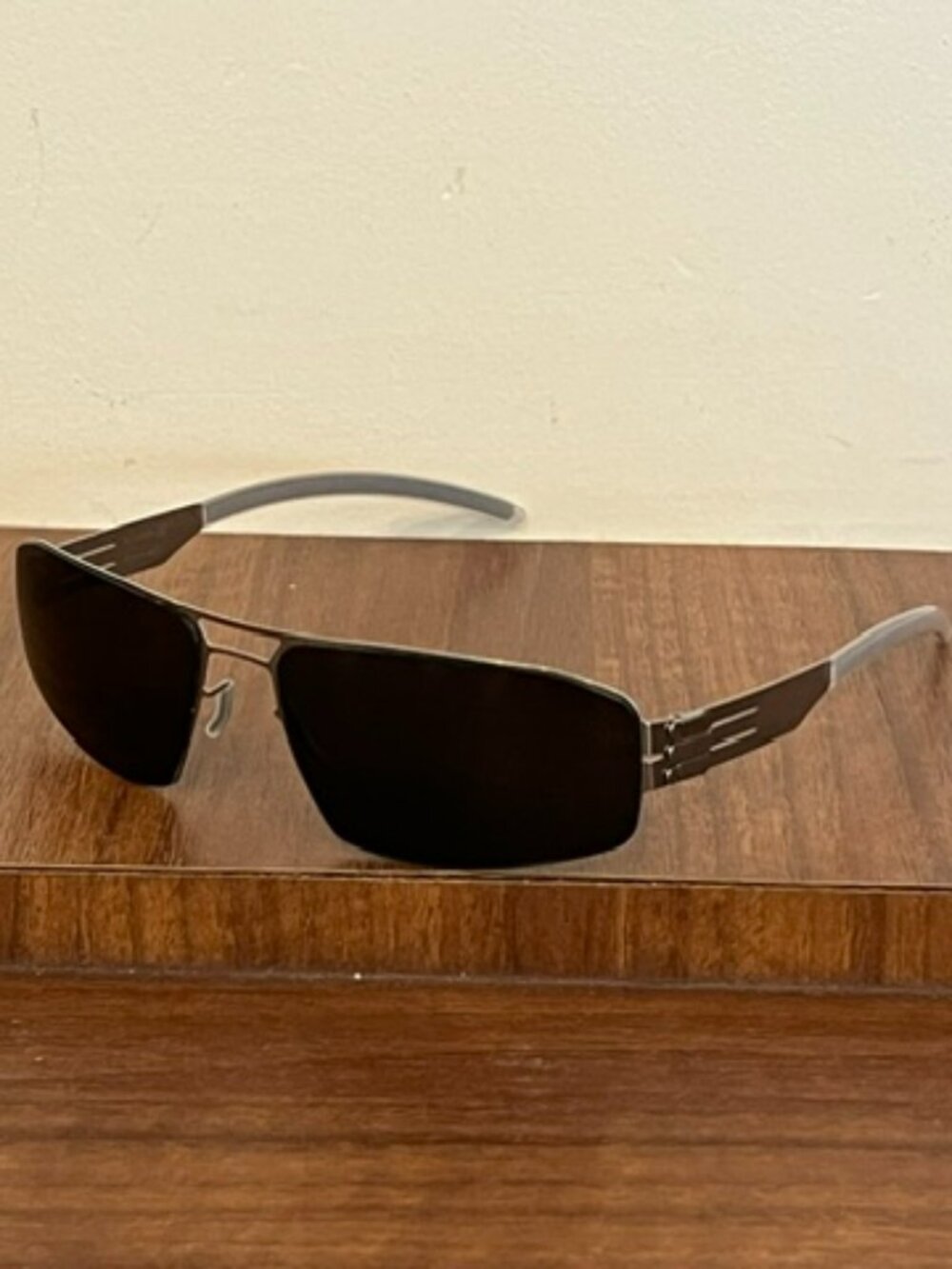 IC! Berlin Sean S Gunmetal Gray/Silver Frame Sunglasses, Made in Germany